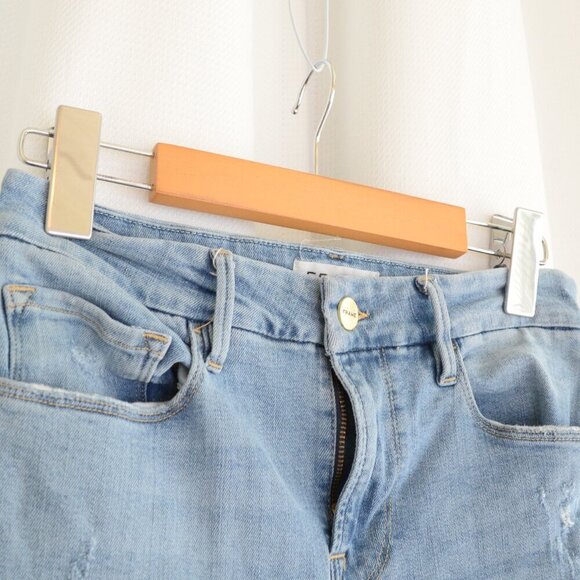 Frame Le Crop Mini Boot Flare Raw Hem Light Wash Jeans Sz 26 - Picture 7 of 11